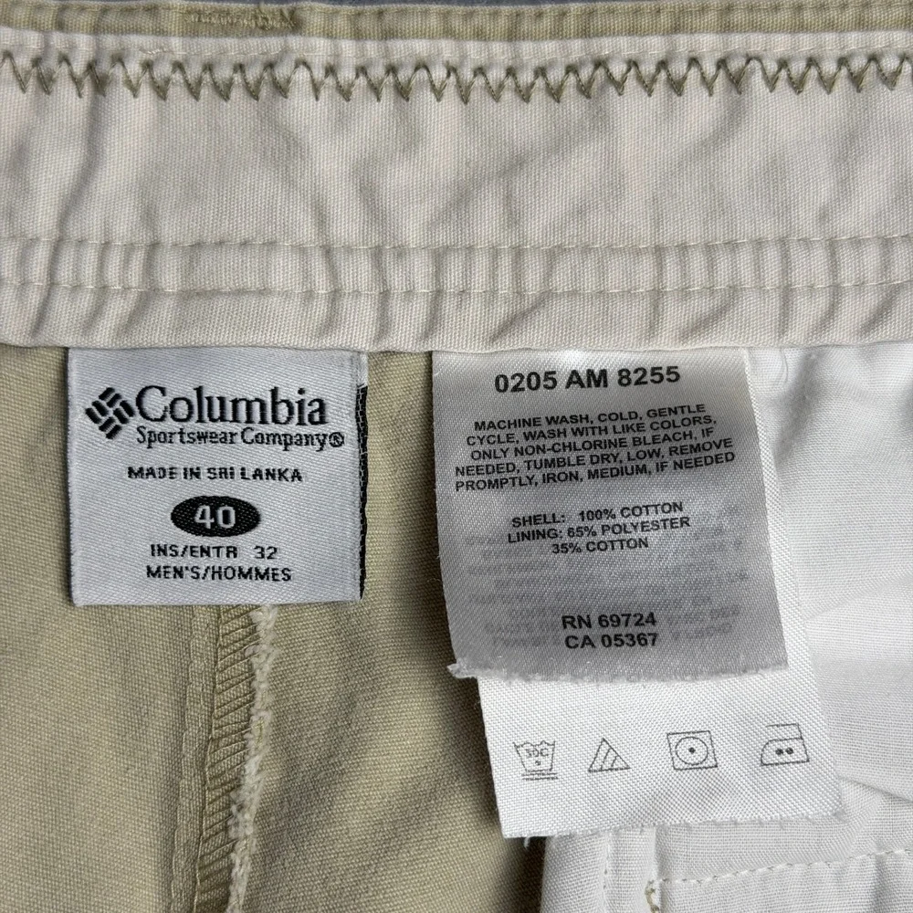 Columbia Mens Tan Khaki Cotton Canvas Cargo Utility Pants 40x32 AM 8255
